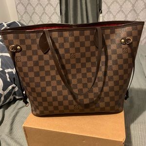Louis Vuitton Neverfull MM Brown Leather Tote